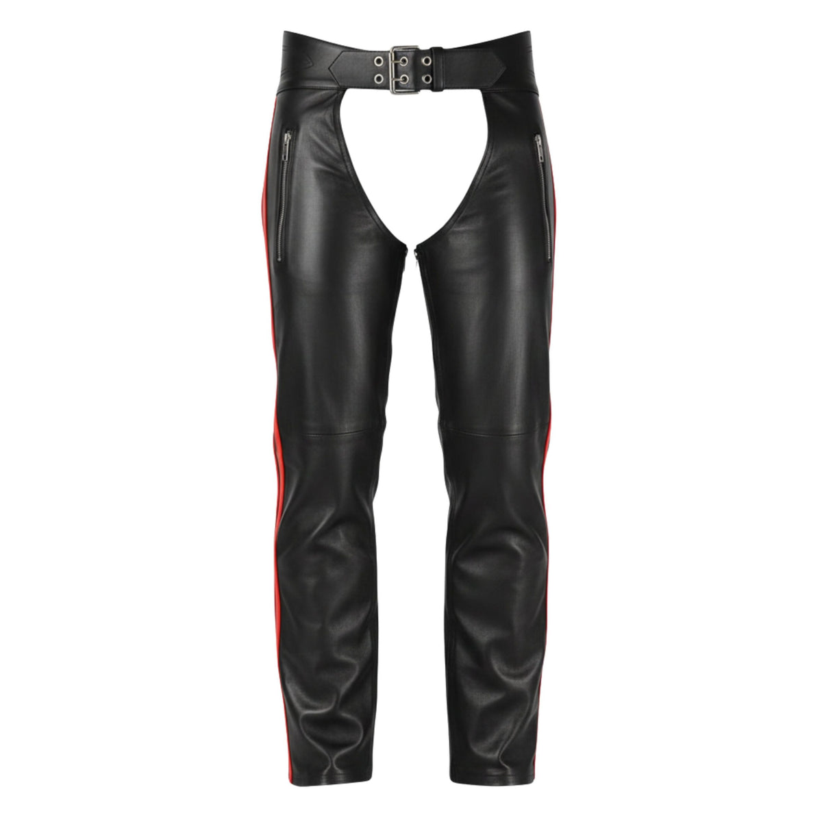 Midnight Men's Black Leather Motorcycle Chaps