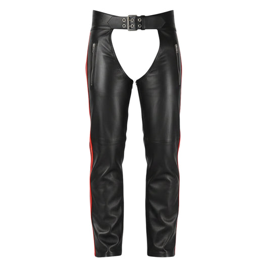 Midnight Men's Black Leather Motorcycle Chaps