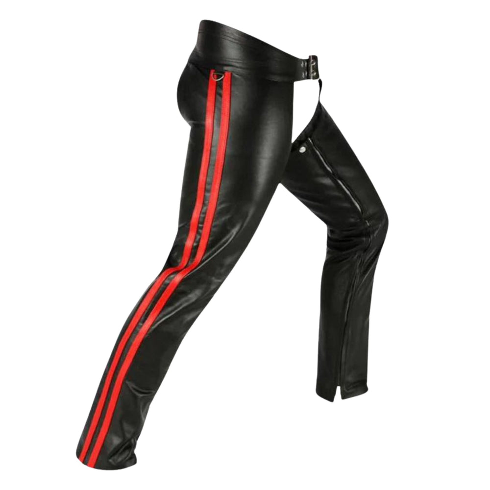 Midnight Men's Black Leather Motorcycle Chaps