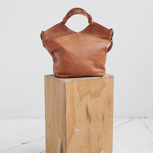 Nash Handmade Genuine Leather Crossbody Bag brown side