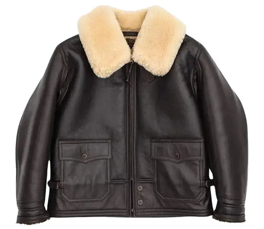 Navy Flight Shearling Leather Jacket