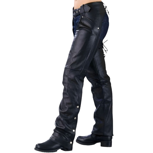 Nomad Nebula Men's Black Leather Biker Chaps