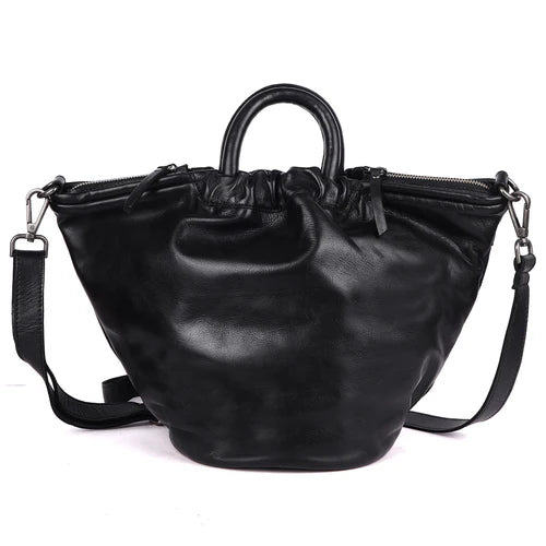 Handmade Genuine Leather Tote Bag Black