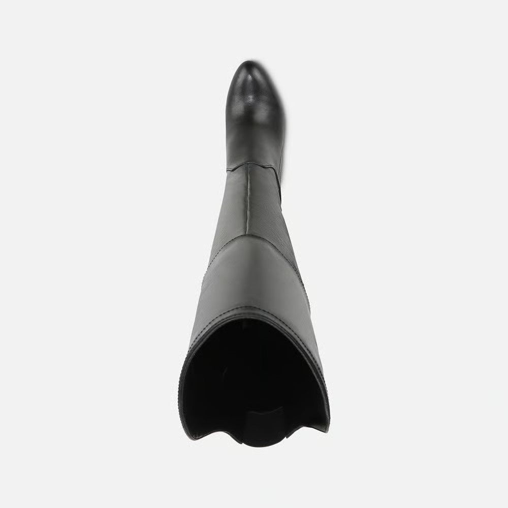 Women's Wide Calf Genuine Leather Knee-High Dress Boots