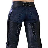 Nomad Nebula Men's Black Leather Biker Chaps