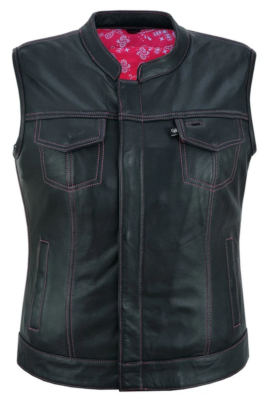 Orchid Women's Genuine Leather Motorcycle Vest