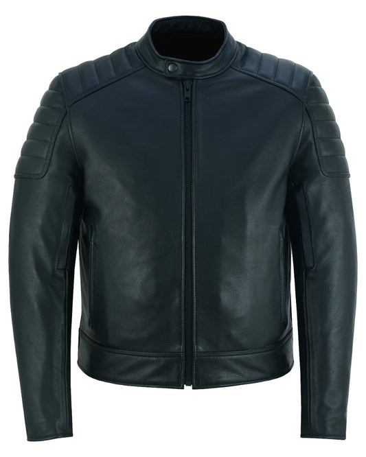 Men’s Leather Motorcycle Jacket All-Season Riding Jacket with Ventilation