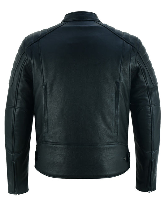 Men’s Leather Motorcycle Jacket All-Season Riding Jacket with Ventilation