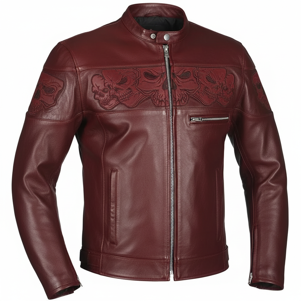Phantom Men's Premium Genuine Leather Biker Jacket