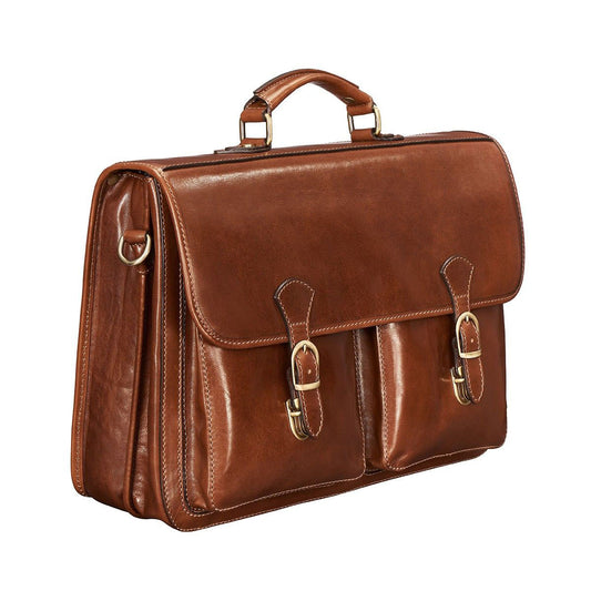 The Royal Pursuit Handmade 17" Genuine Leather Laptop Briefcase Satchel