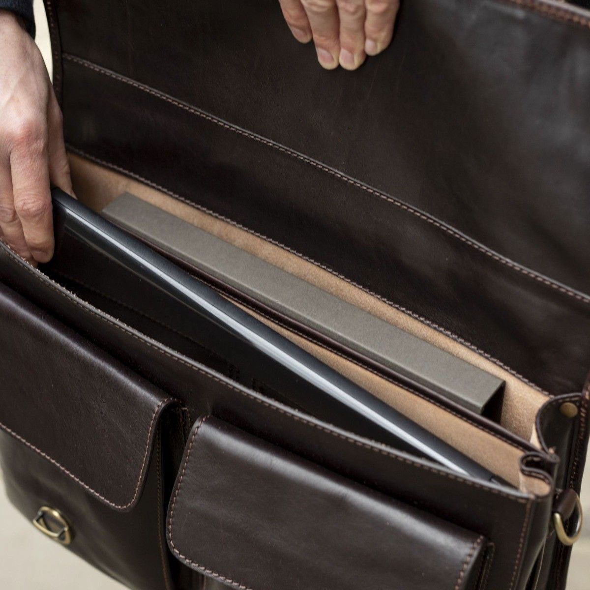 Pursuit Handmade 17" Genuine Leather Laptop Briefcase Satchel