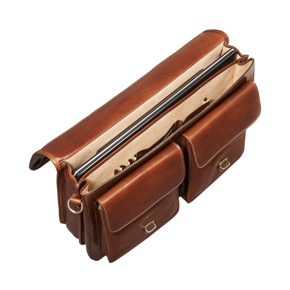 Pursuit Handmade 17" Genuine Leather Laptop Briefcase Satchel