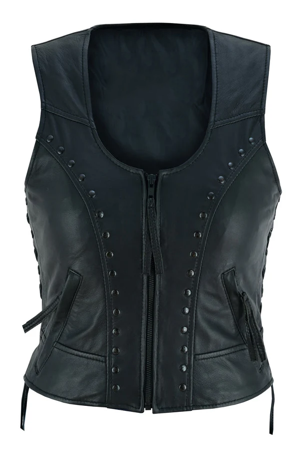 Raven Women's Genuine Leather Motorcycle Vest