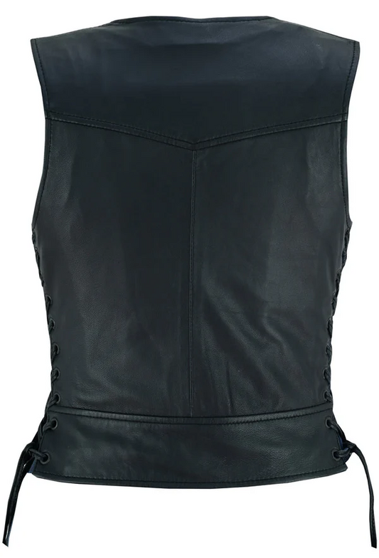 Raven Women's Genuine Leather Motorcycle Vest