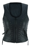 Raven Women's Genuine Leather Motorcycle Vest