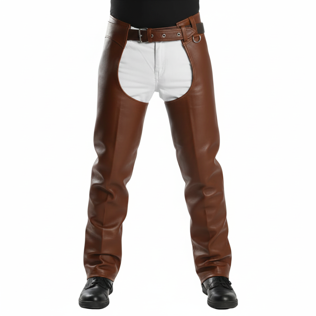 Rraiden Men's Black Leather Motorcycle Chaps