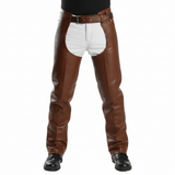 Rraiden Men's Black Leather Motorcycle Chaps