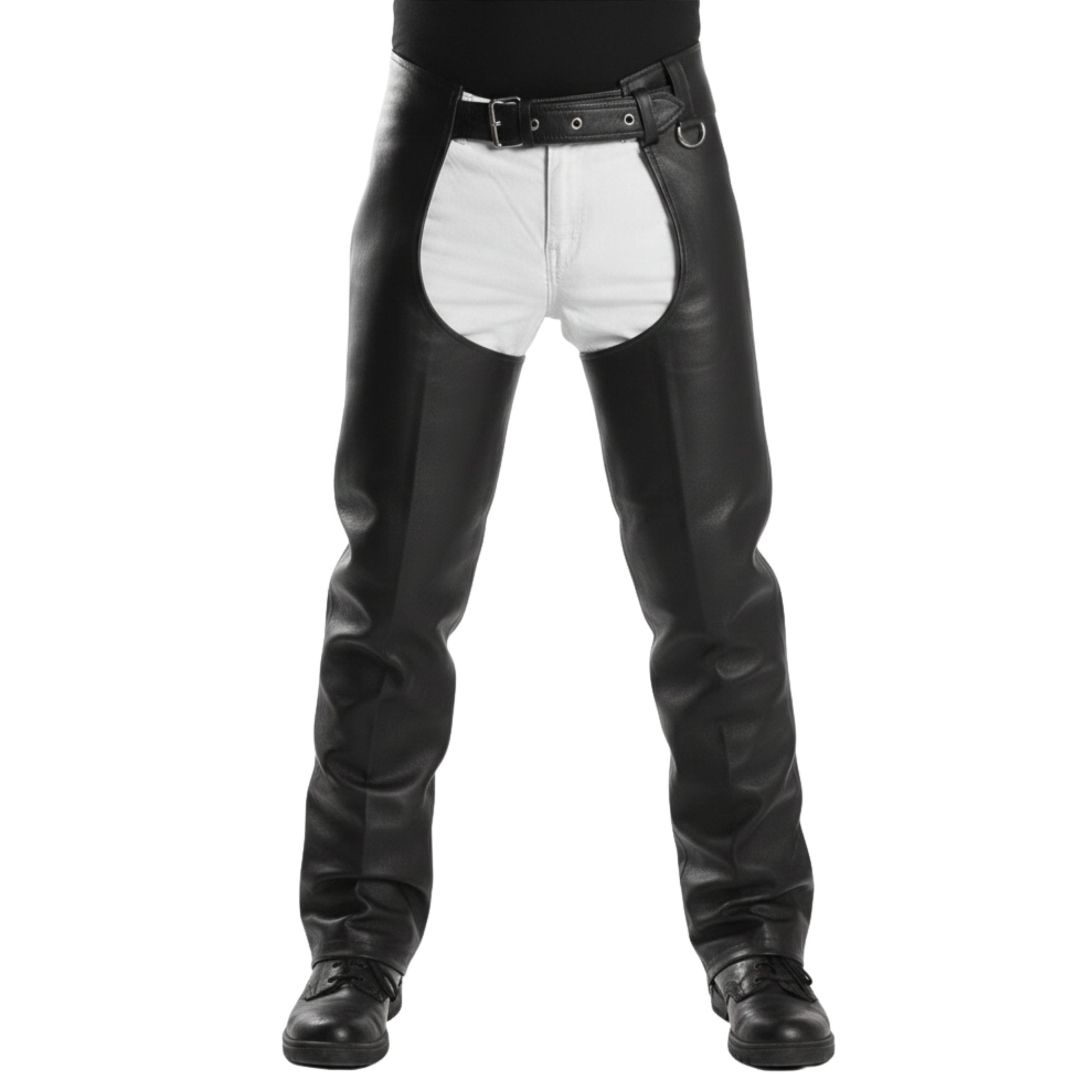 Rraiden Men's Black Leather Motorcycle Chaps