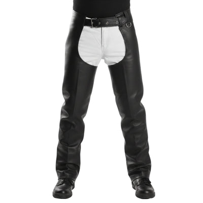 Rraiden Men's Black Leather Motorcycle Chaps