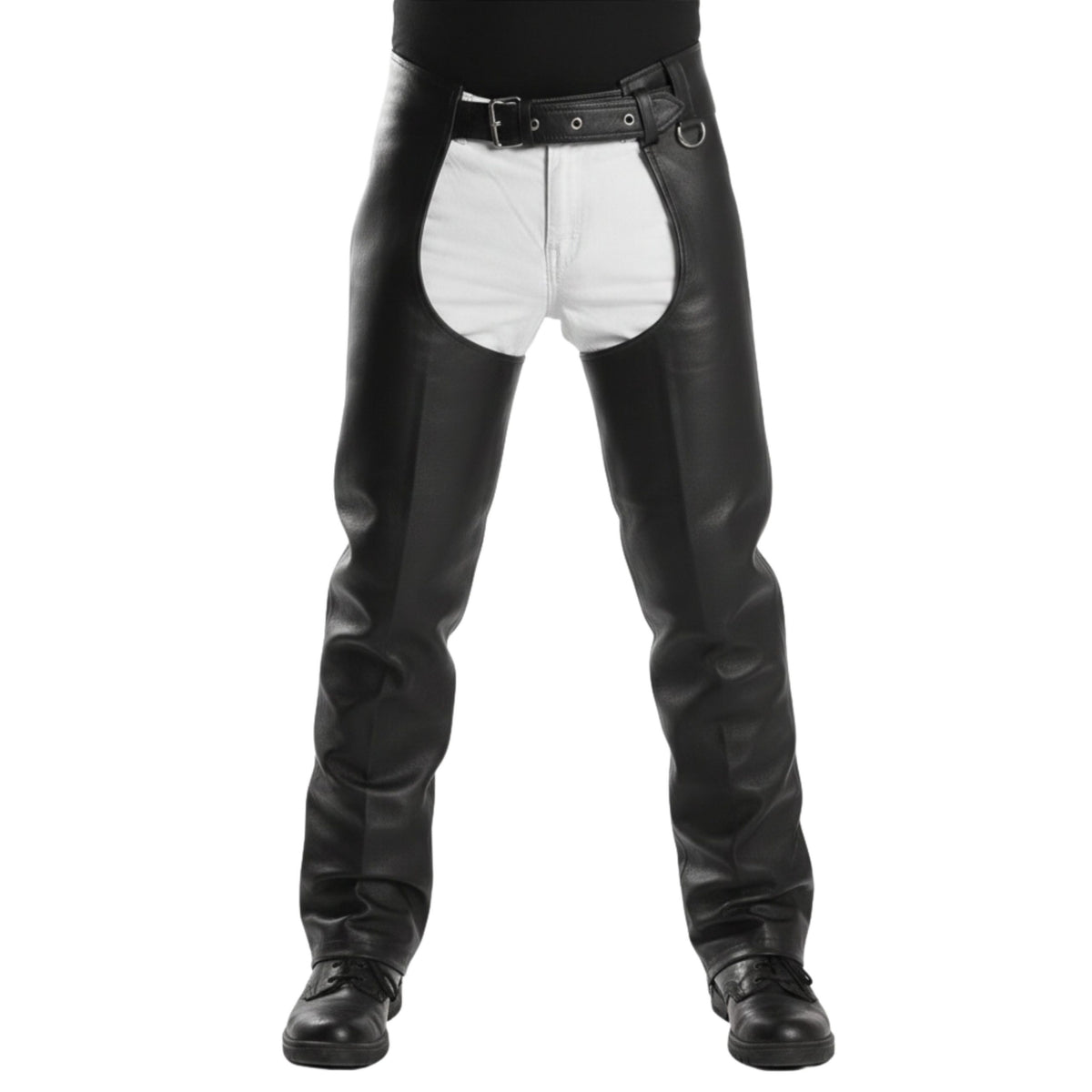 Rraiden Men's Black Leather Motorcycle Chaps