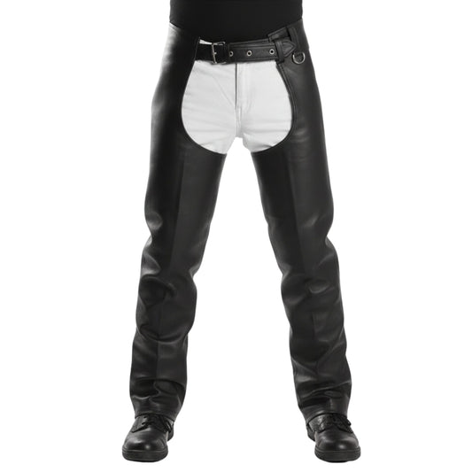 Rraiden Men's Black Leather Motorcycle Chaps