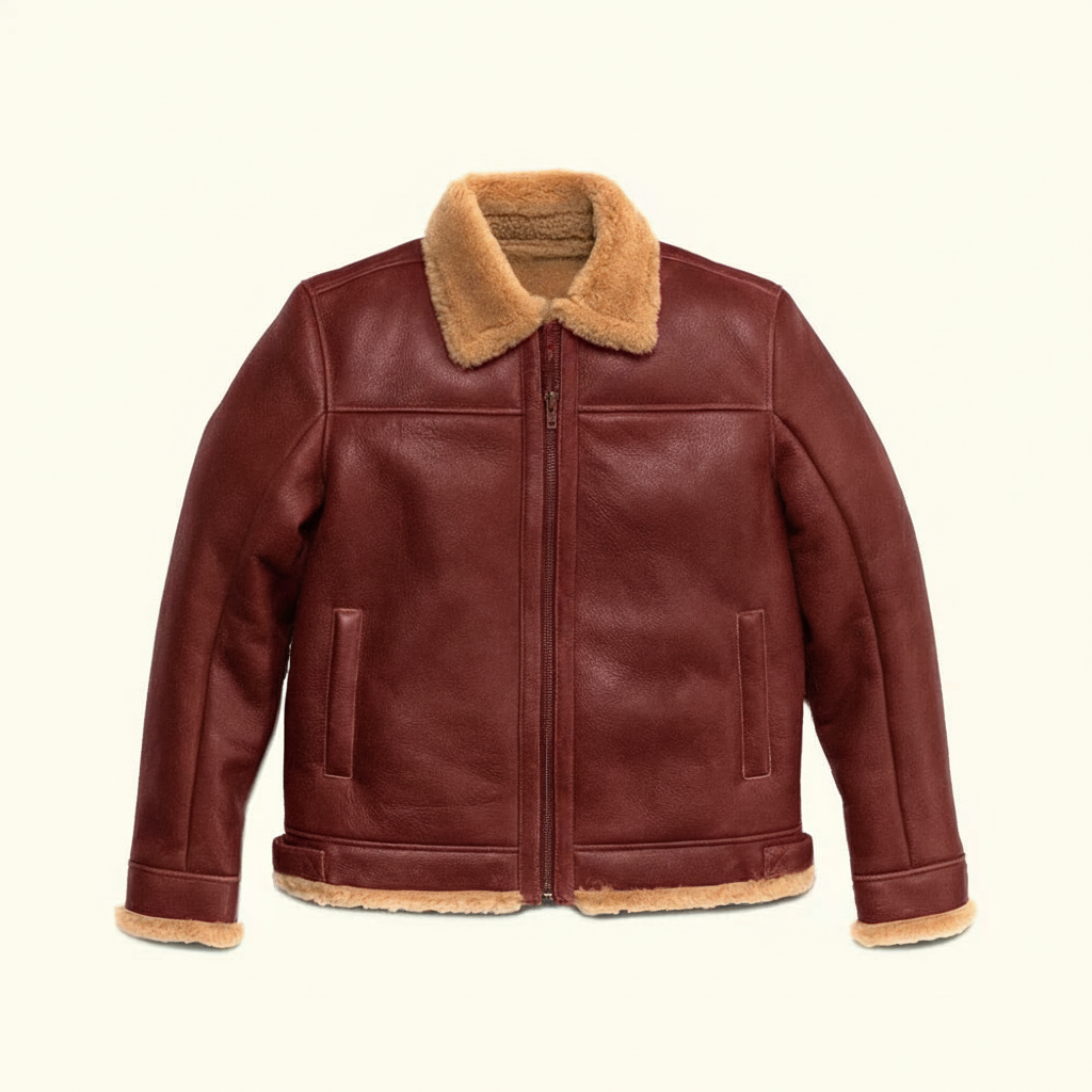 Shearling Genuine Leather Bomber Jacket