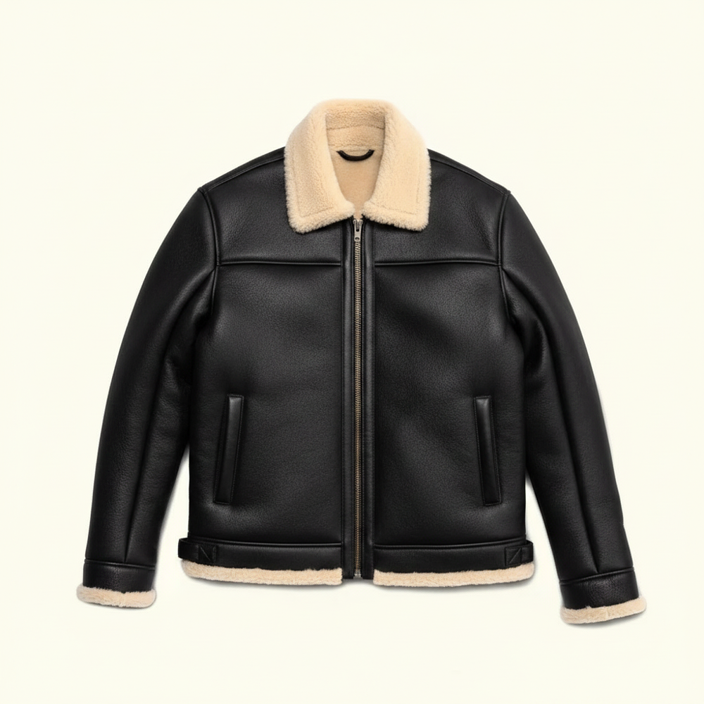Shearling Leather Bomber Jacket – Men Fit