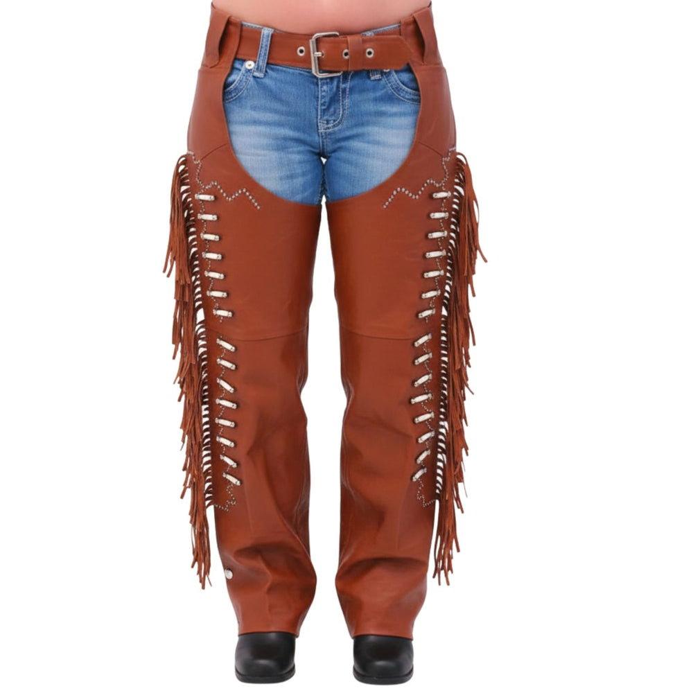 Sheriff Men's Brown Leather Motorcycle Chaps