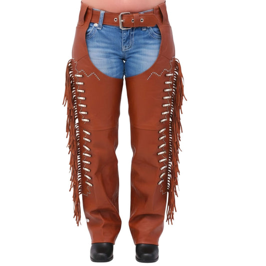 Sheriff Men's Brown Leather Motorcycle Chaps