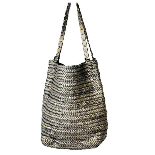 Studio Handmade Genuine Leather Tote Bag white black