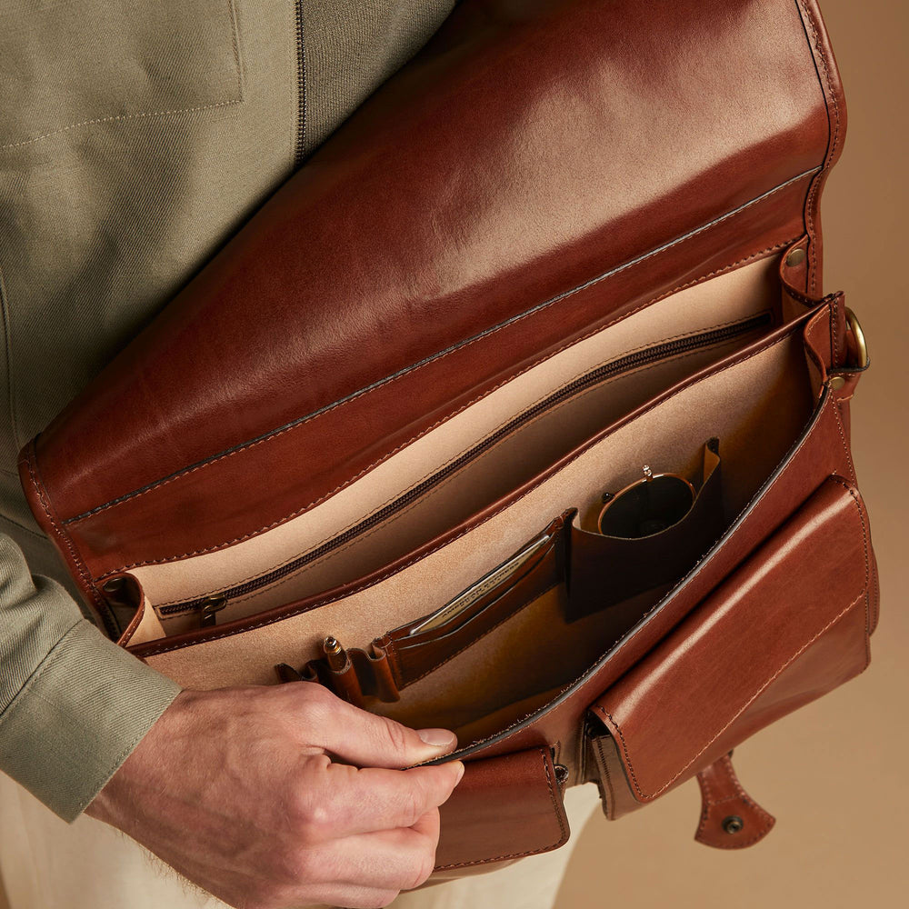 The Conqueror Handmade Men's Genuine Leather Satchel Briefcase