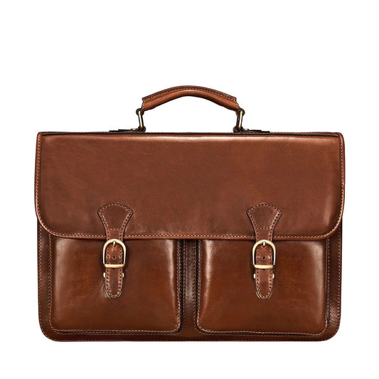 The Royal Pursuit Handmade 17" Genuine Leather Laptop Briefcase Satchel