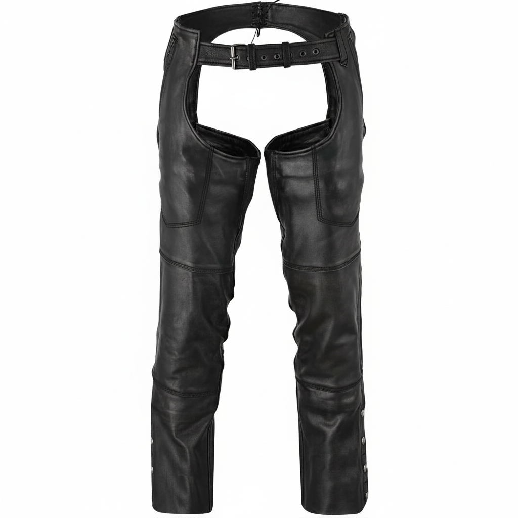 Unisex Genuine Leather Motorcycle Chaps
