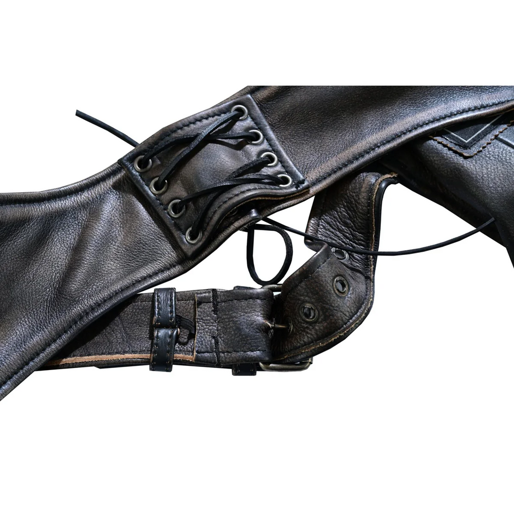Unisex Genuine Leather Motorcycle Chaps