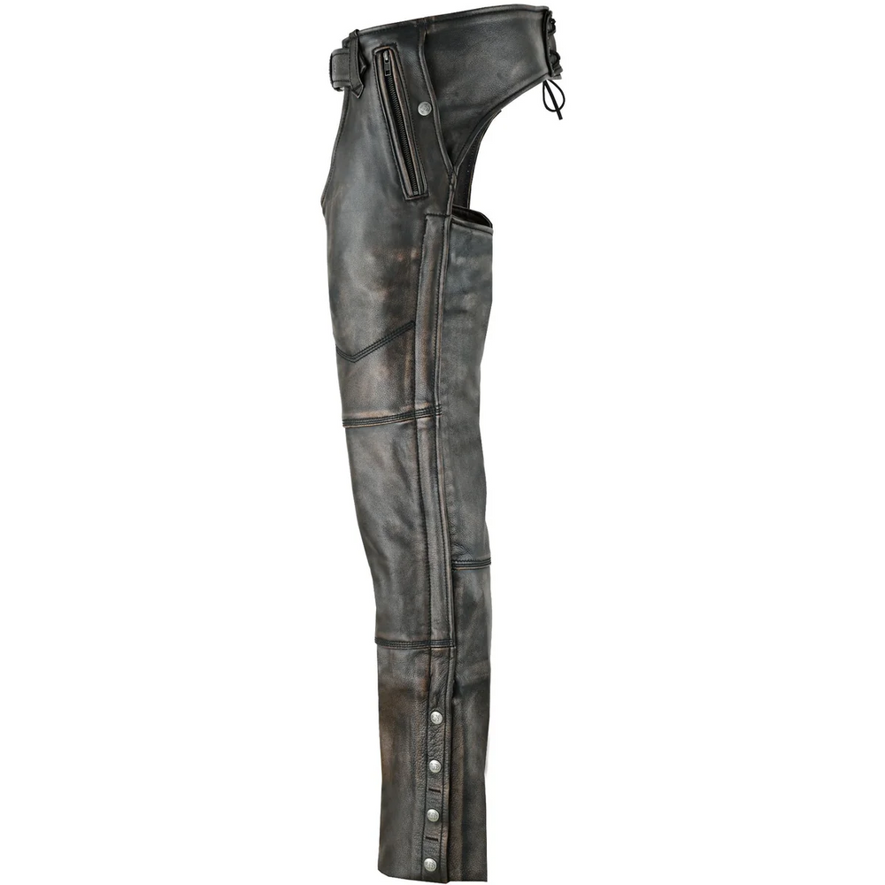 Unisex Genuine Leather Motorcycle Chaps