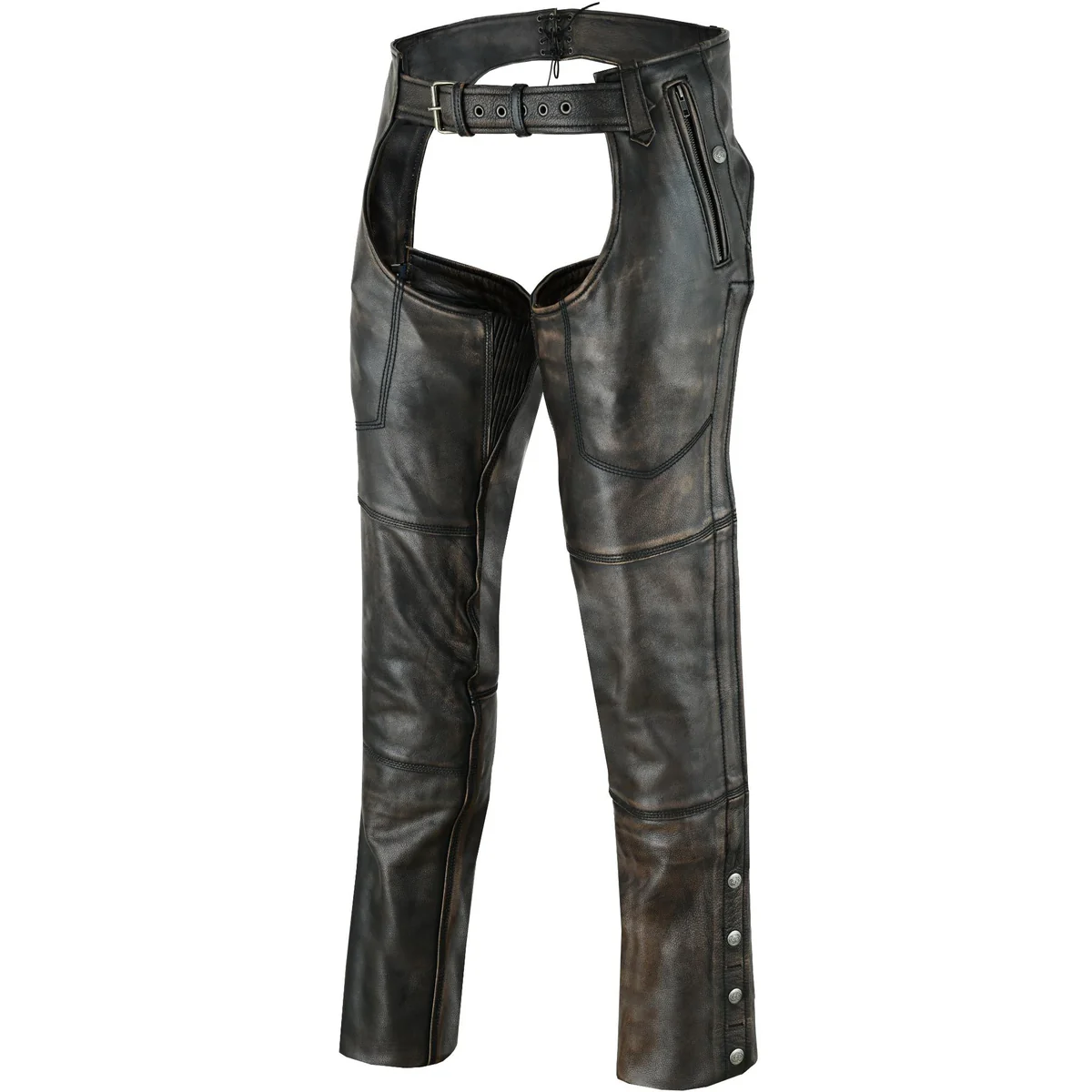 Unisex Genuine Leather Motorcycle Chaps