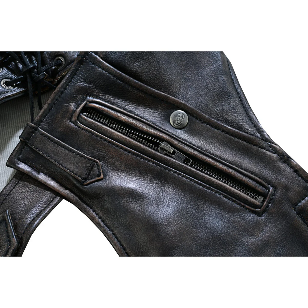 Unisex Genuine Leather Motorcycle Chaps