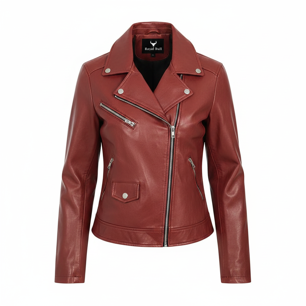 Women's Asymmetrical Black Genuine Leather Moto Jacket with Zip Cuffs