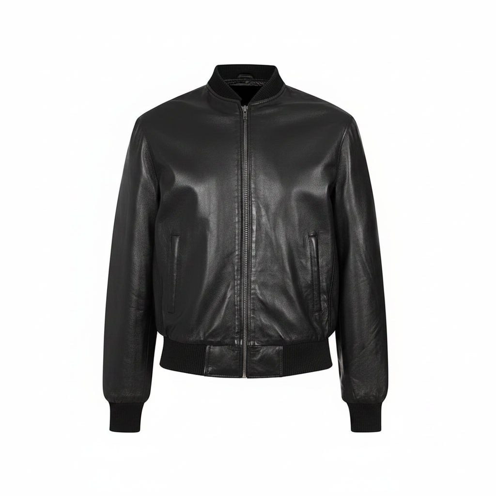Men's Classic Genuine Leather Bomber Jacket