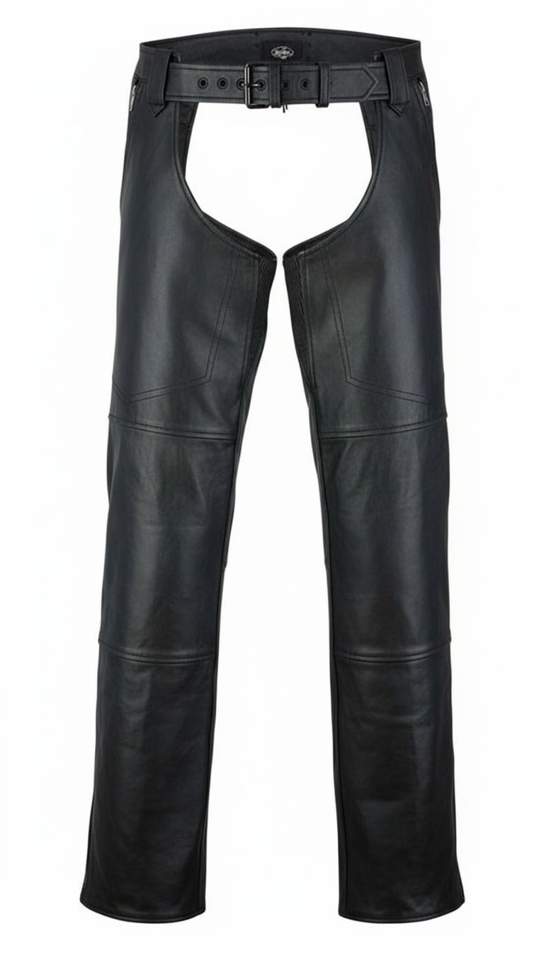 Blaze Bound Unisex Genuine Leather Motorcycle Chaps – Premium
