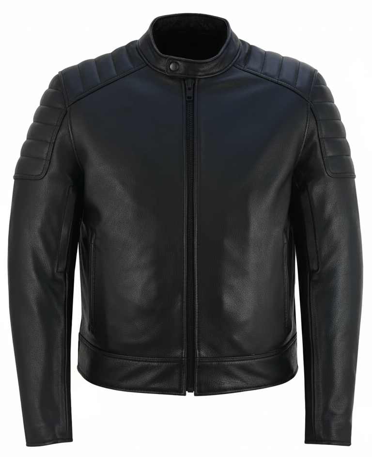 Men’s Leather Motorcycle Jacket All-Season Riding Jacket with Ventilation