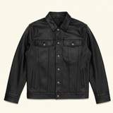 Men Leather Jacket – Full-Grain Denim-Inspired Jacket
