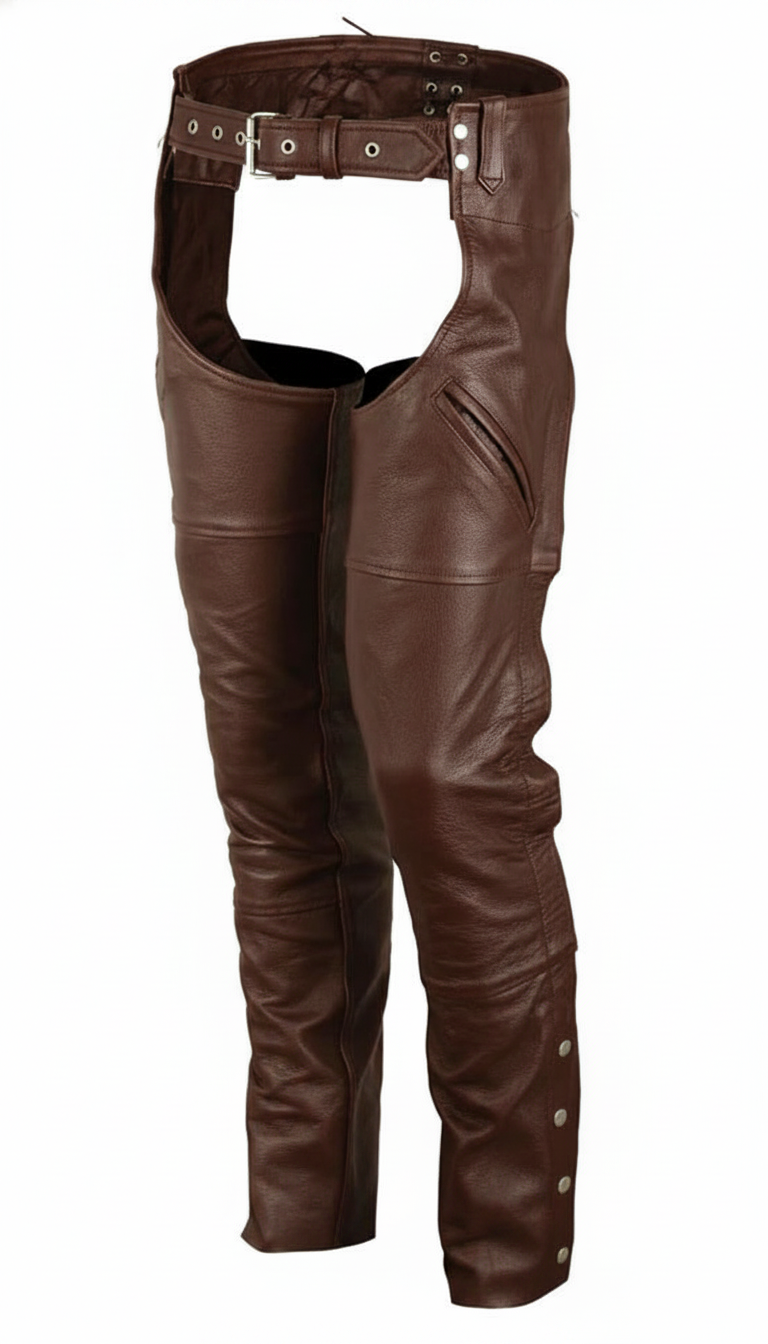 Rebel Streak Unisex Genuine Leather Motorcycle Chaps