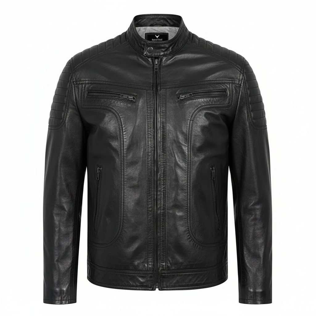 Men's Chocolate Brown Genuine Leather Motorcycle Jacket
