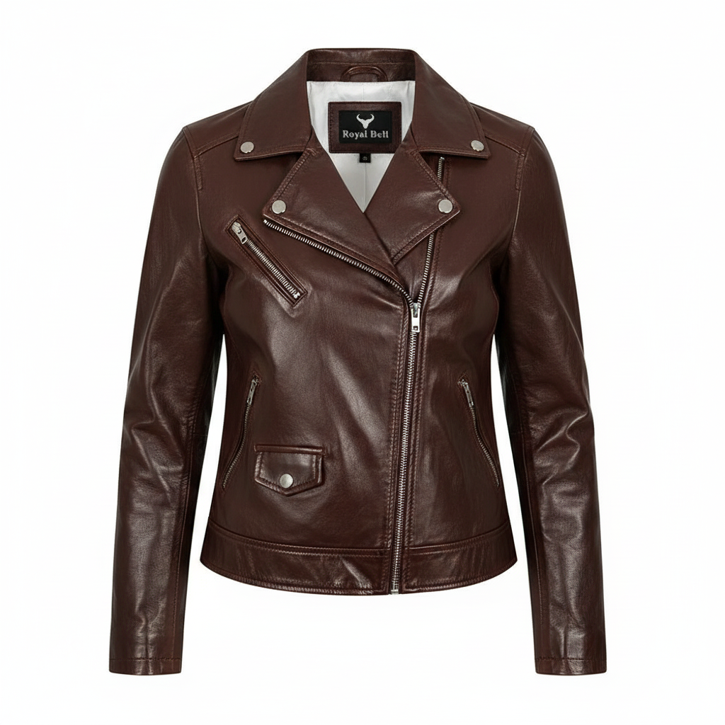 Women's White Genuine Leather Motorcycle Jacket