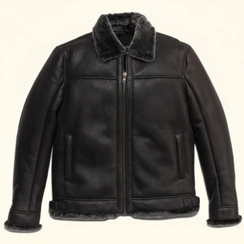 Men’s Merino Shearling Leather Jacket – Premium Turkish Jacket