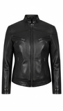Women's Orange Genuine Leather Biker Jacket