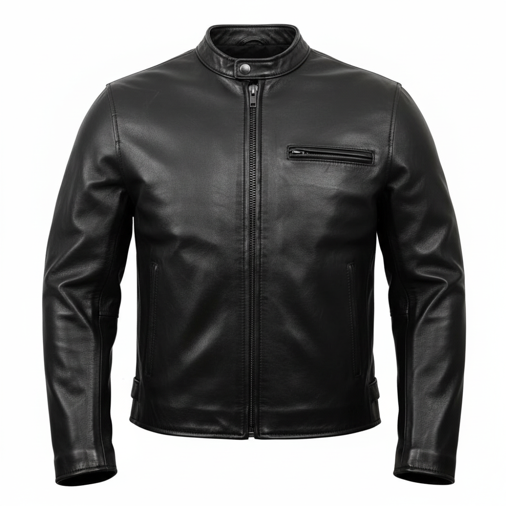 Men’s Black Full Grain Leather Motorcycle Jacket