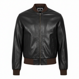 Men's Tan Genuine Leather Bomber Jacket – Style & Comfort