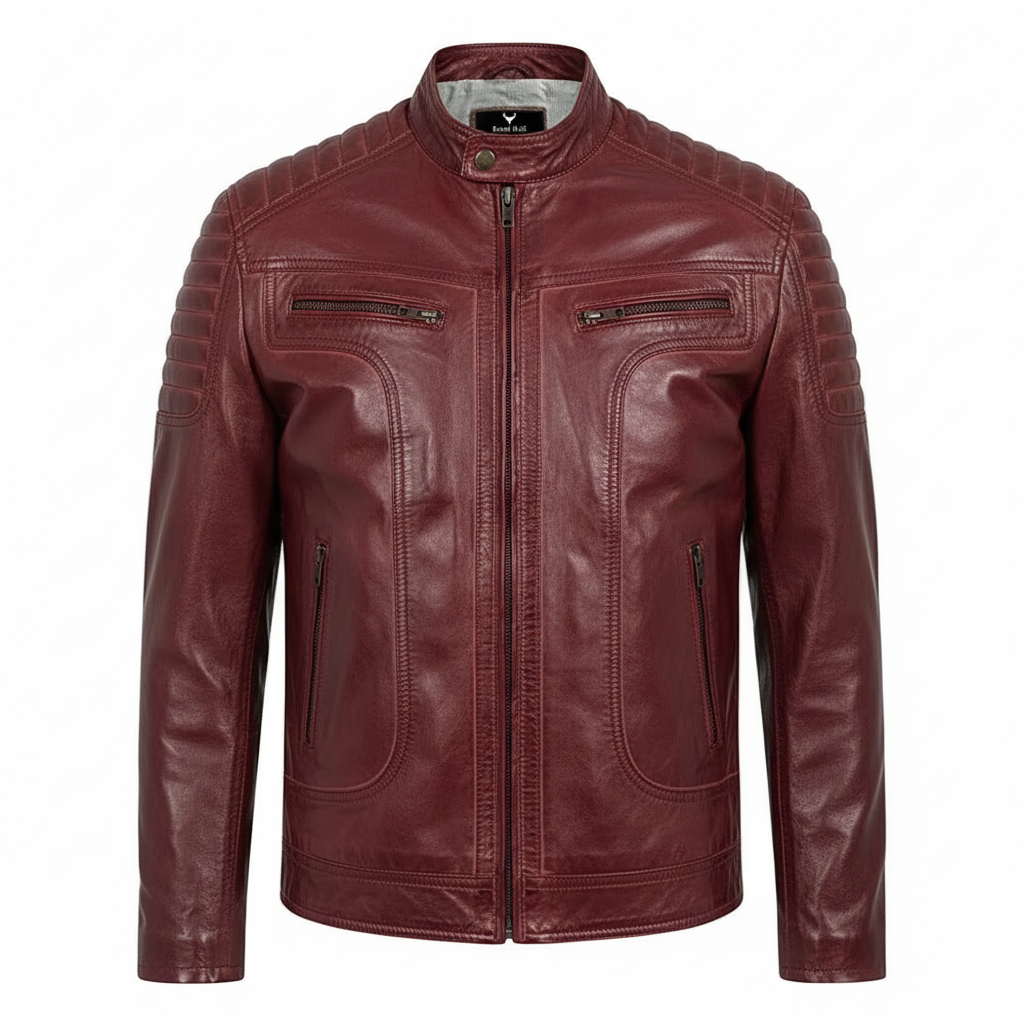 Men's Chocolate Brown Genuine Leather Motorcycle Jacket